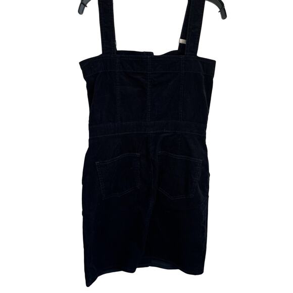 GAP Black Corduroy Skirtall Jumper Dress Button Front Pinafore Overall Mini S - Picture 3 of 7